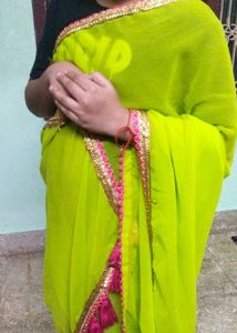 Lime Green Saree