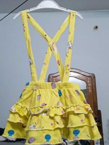 Yellow Ruffle Suspender Skirt