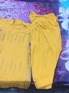 Yellow Embellished Kurti Set