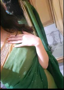 Elegant Green &amp; Gold Saree dabka zari work blouse