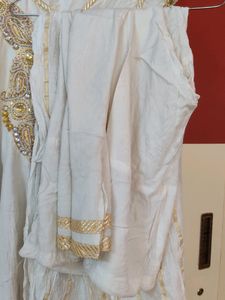 Half White Anarkali Kurti Set