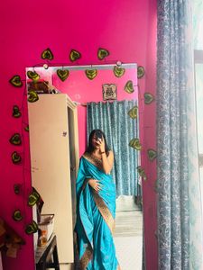 Elegant Sky Blue Embroidered Saree