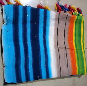 Vibrant Colorblocked Saree With Blouse Piece