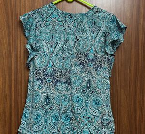 Blue Abstract Print Top