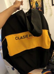Unisex Black &amp; Yellow Polyester Bomber Jacket