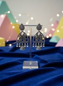 Oxidized Silver Jhumka Earrings