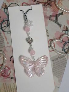 Pink Butterfly Phone Charm
