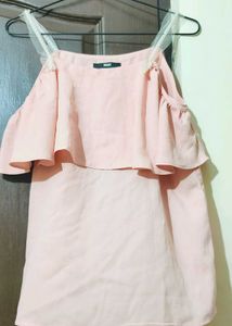 Cute Pink Ruffle Top with pearl straps