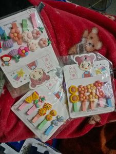 Baby Clips And Bands, Set Of 3 Packs