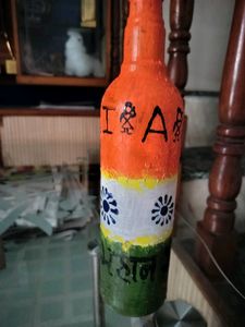 Painted Bottle With Tri Coloured Flag Theme