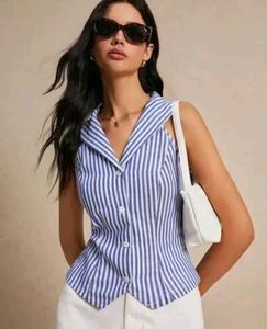 Striped Sleeveless Blouse