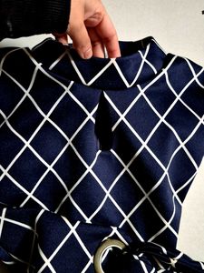 Navy &amp; White Patterned Dress