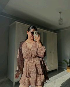 Zara beige Snake Dress Mini Dres