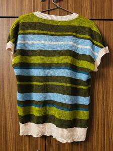 Color Pop Striped Crochet Knit Top 💚