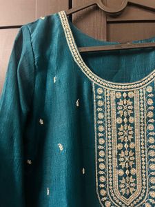 Teal Embroidered Kurta