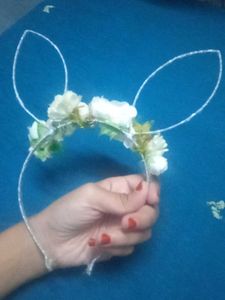 White Rose Flower Hair Band Cat Kids Girls