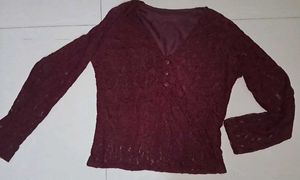 Burgundy Lace Long Sleeve Top