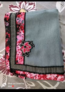 Party Wear Grey Saree
