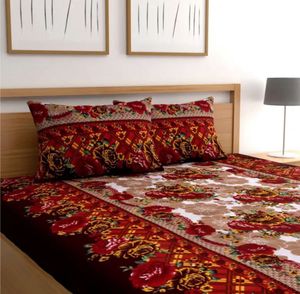 Elegant Floral Double Bed Sheet with Pillow Covers