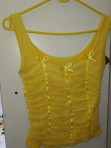 Cute Korean Yellow Bow Top