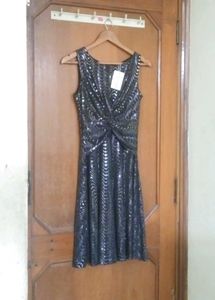 MISS POEM Brand New Mirror sequence midi dress