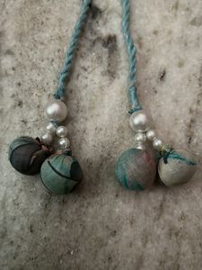 Sky Blue Dhoris With Pearls