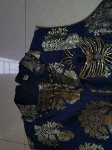 Elegant Blue &amp; Gold Maxi Dress