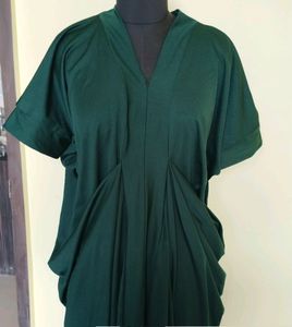 Gathered Dark Green Dress