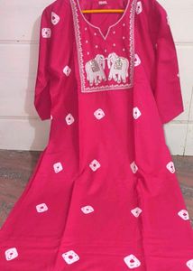 Pink Elephant Print Kurti Xxl Size