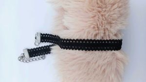 Black Choker And Half Heart Chain