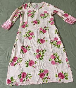 Pink Lace Neck Kurta