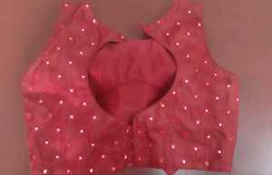 Maroon Mirror Work Padded Blouse