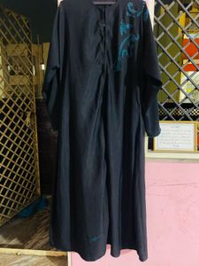 Elegant Black Abaya with Stone Work