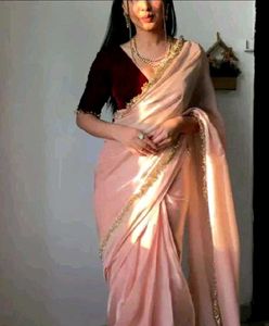 New Nylon Silk Saree With Velvet Blouse Piece