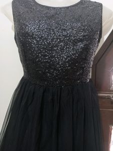 Black Sequice Net Ethnic Gown