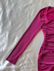 Urbanic Pink Mesh Bodycon Mini Dress