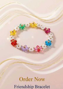 Colorful Beaded Flower Bracelet