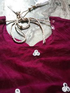 Maroon Embroidered Kurti