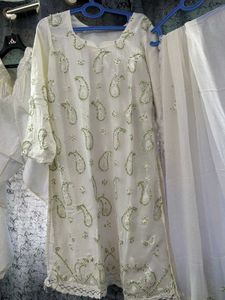 White Embroidered Salwar Kameez With Dupatta