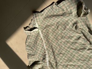 Green Plaid Cheongsam Mini Dress