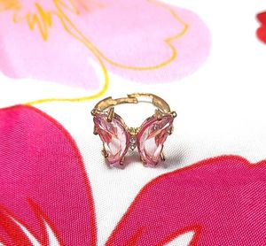 Pink Butterfly Adjustable Ring