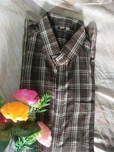 Brown Plaid Button-Down Shirt