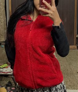 Red Fleece Zip-Up Jacket