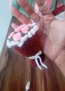 Crochet Flower Bouquet Keychain handmade