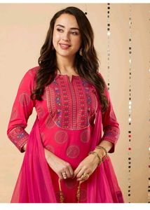 Pink Printed Kurta Set with Dupatta