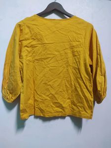 Fig Mustard Yellow Stylish Neck Top Women