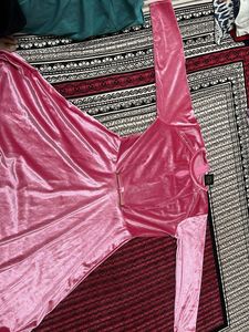 Pink Velvet Long Sleeve Dress