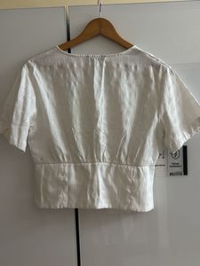 White Button-Down Crop Top