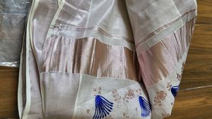 Kerala Kasavu Embroidery Tissue Sarree Brand New