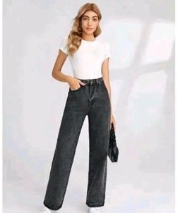 Stylish Gray Wide Leg Jeans